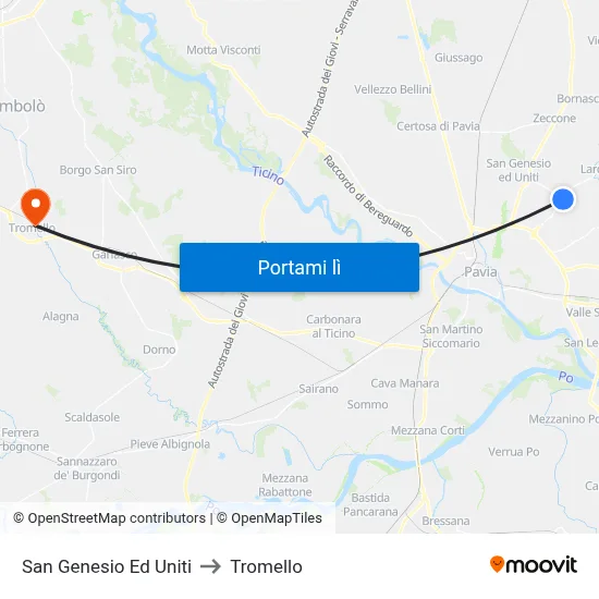 San Genesio Ed Uniti to Tromello map