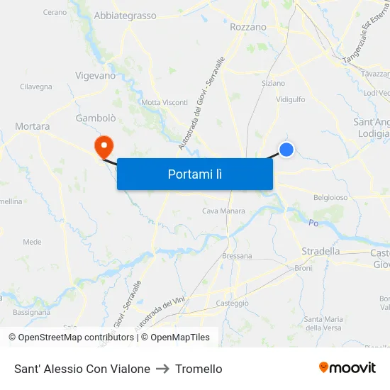 Sant' Alessio Con Vialone to Tromello map