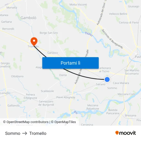 Sommo to Tromello map