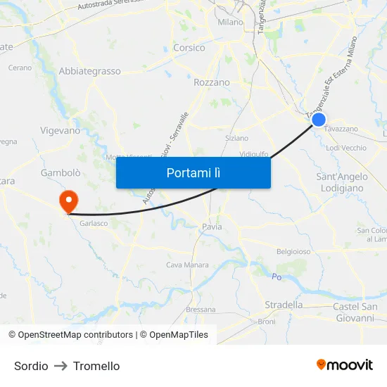 Sordio to Tromello map