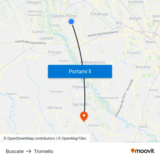 Buscate to Tromello map