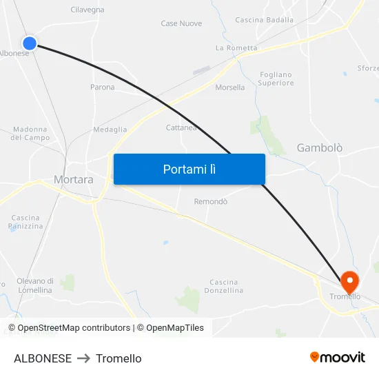 ALBONESE to Tromello map