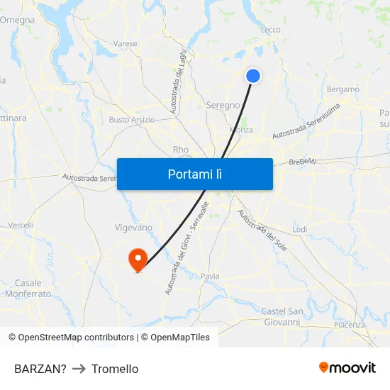 BARZAN? to Tromello map