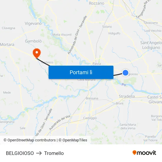 BELGIOIOSO to Tromello map