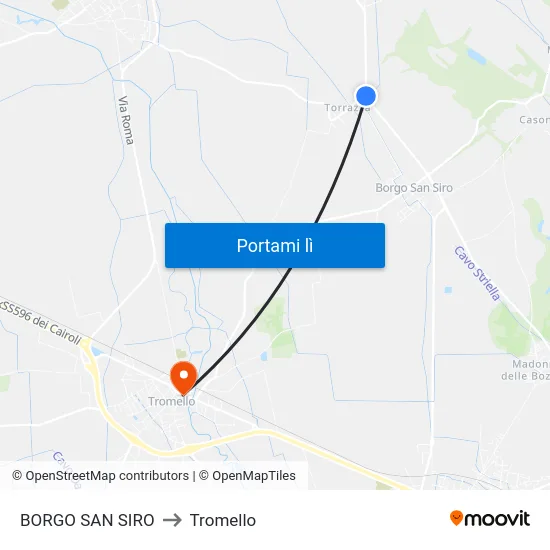 BORGO SAN SIRO to Tromello map