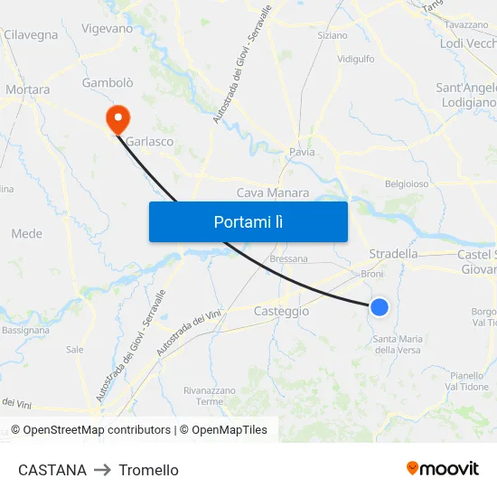CASTANA to Tromello map