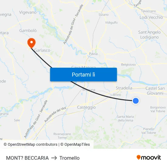 MONT? BECCARIA to Tromello map
