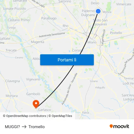 MUGGI? to Tromello map