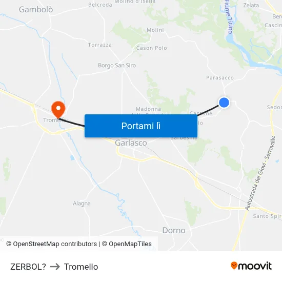 ZERBOL? to Tromello map