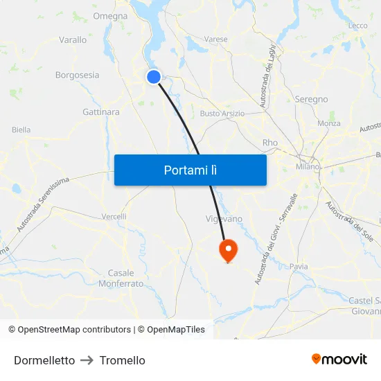 Dormelletto to Tromello map