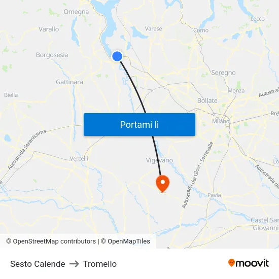 Sesto Calende to Tromello map