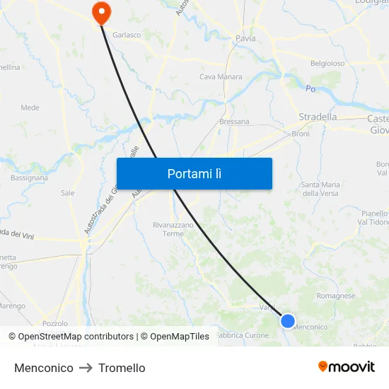 Menconico to Tromello map