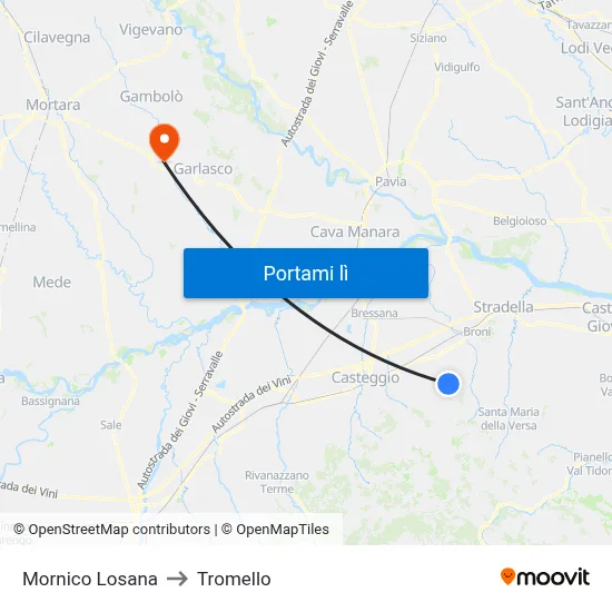 Mornico Losana to Tromello map