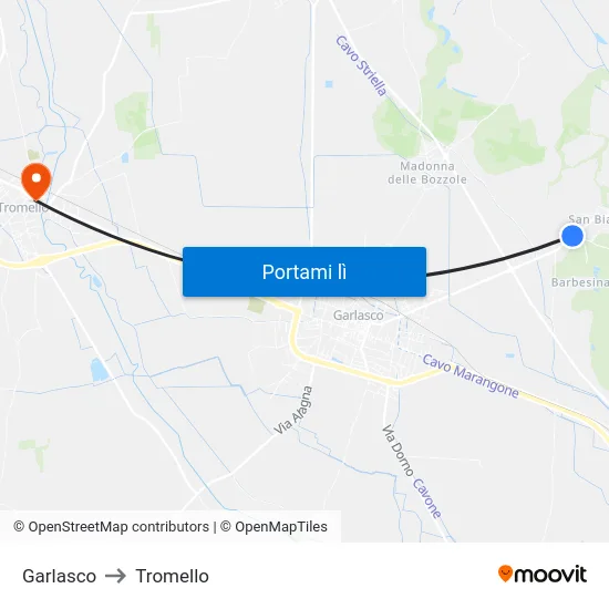 Garlasco to Tromello map