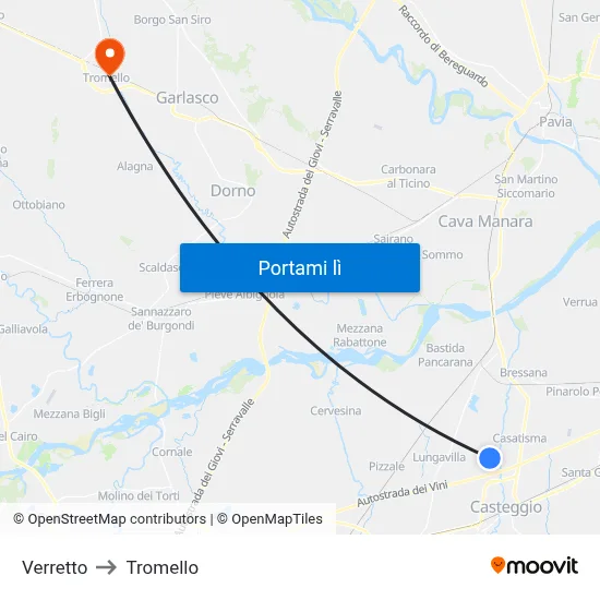 Verretto to Tromello map