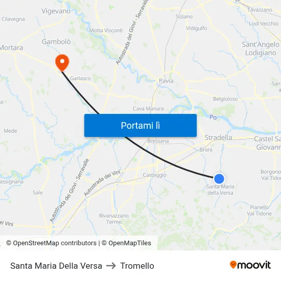Santa Maria Della Versa to Tromello map