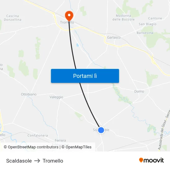 Scaldasole to Tromello map