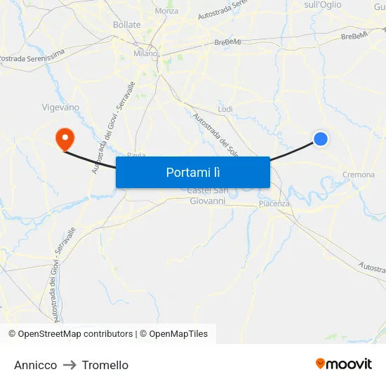 Annicco to Tromello map