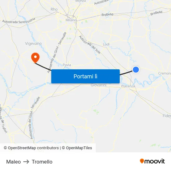 Maleo to Tromello map
