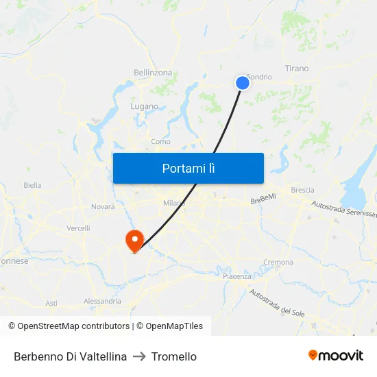 Berbenno Di Valtellina to Tromello map