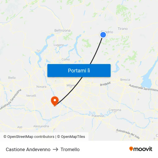 Castione Andevenno to Tromello map