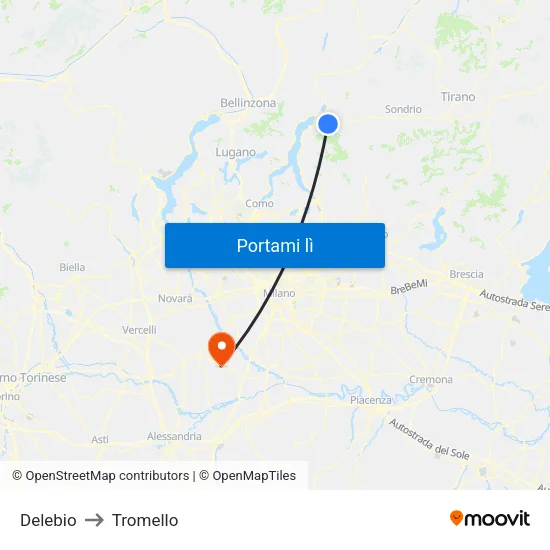 Delebio to Tromello map