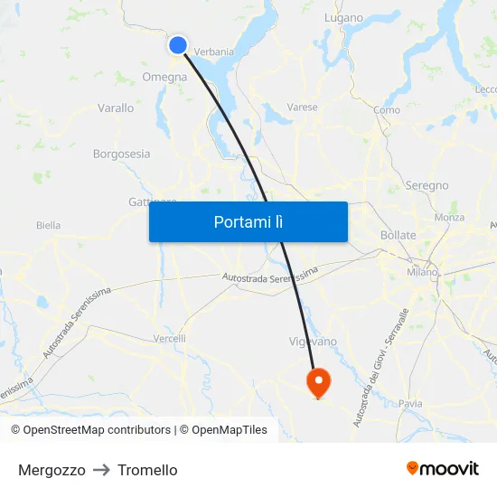Mergozzo to Tromello map