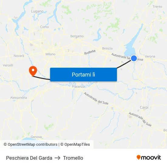 Peschiera Del Garda to Tromello map