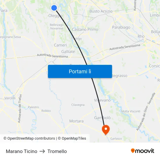 Marano Ticino to Tromello map