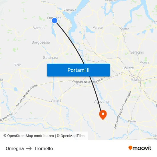 Omegna to Tromello map