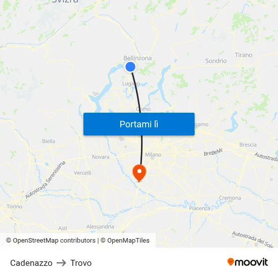 Cadenazzo to Trovo map