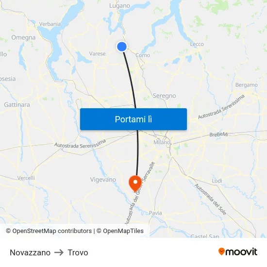 Novazzano to Trovo map