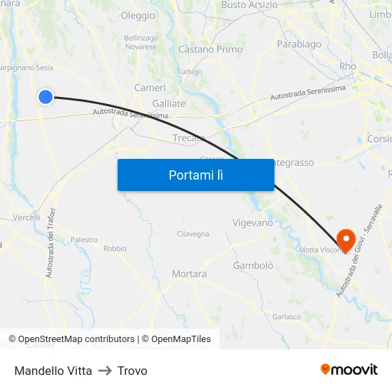 Mandello Vitta to Trovo map