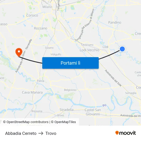 Abbadia Cerreto to Trovo map
