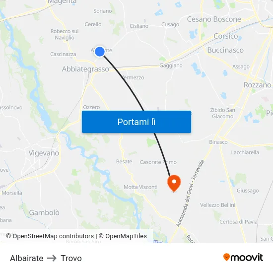 Albairate to Trovo map