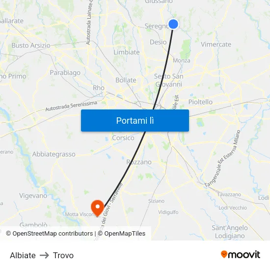 Albiate to Trovo map