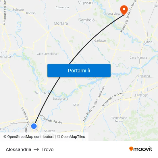 Alessandria to Trovo map
