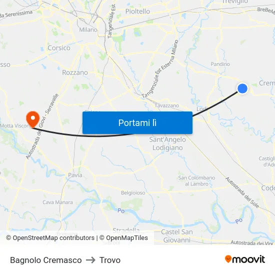 Bagnolo Cremasco to Trovo map