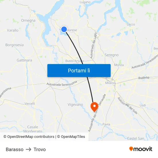 Barasso to Trovo map