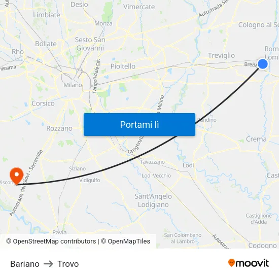 Bariano to Trovo map