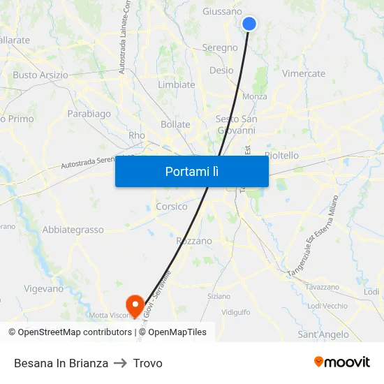 Besana In Brianza to Trovo map