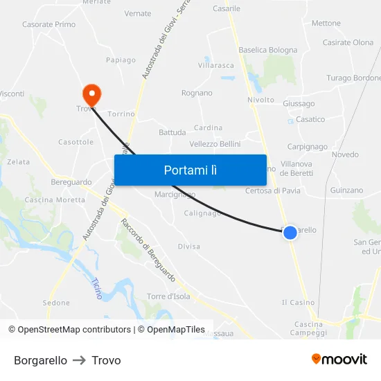 Borgarello to Trovo map