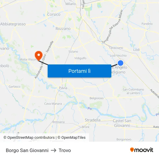 Borgo San Giovanni to Trovo map