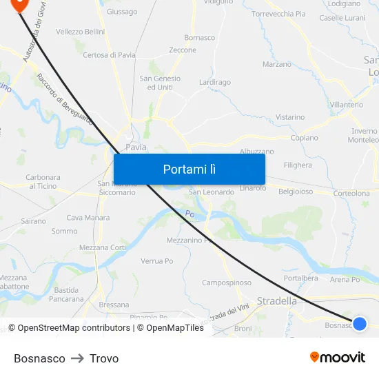 Bosnasco to Trovo map