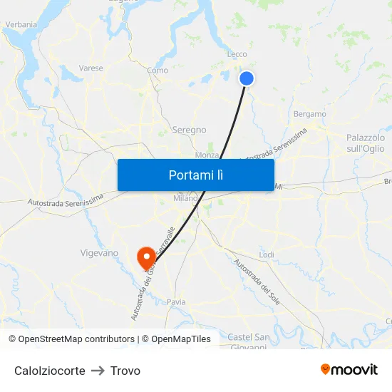 Calolziocorte to Trovo map