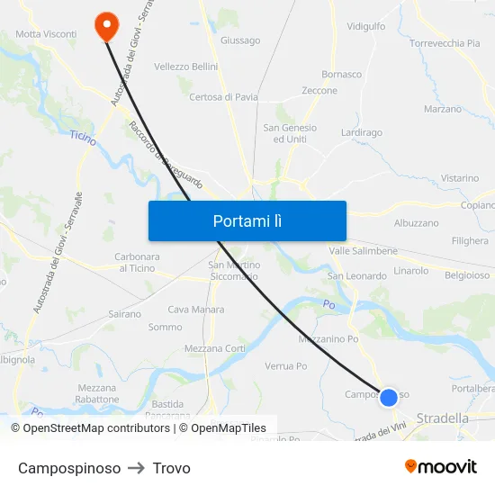 Campospinoso to Trovo map