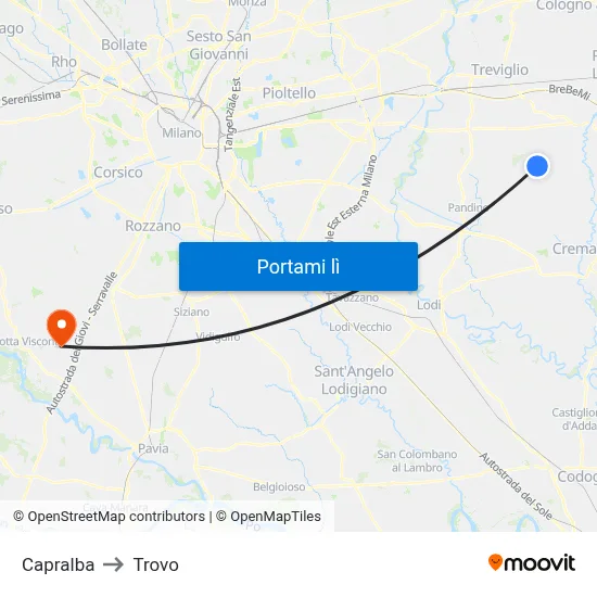 Capralba to Trovo map
