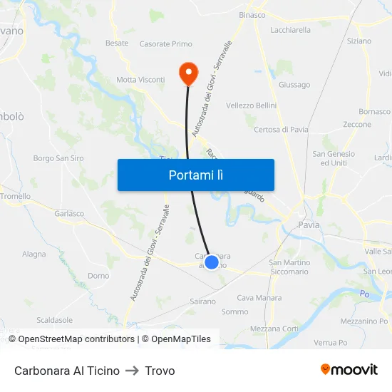 Carbonara Al Ticino to Trovo map