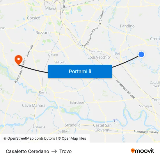 Casaletto Ceredano to Trovo map