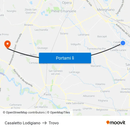 Casaletto Lodigiano to Trovo map